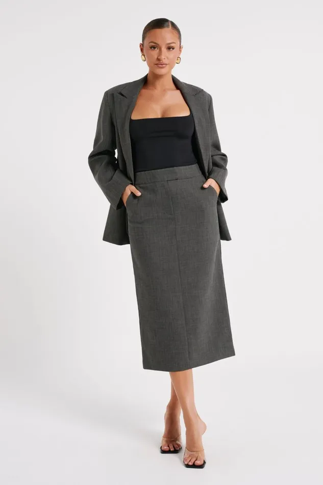 Women Meshki Outerwear Drew Oversized Textured Blazer 8211 Charcoal