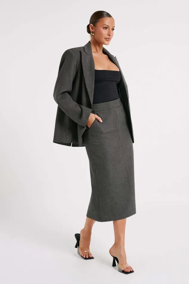 Women Meshki Outerwear Drew Oversized Textured Blazer 8211 Charcoal