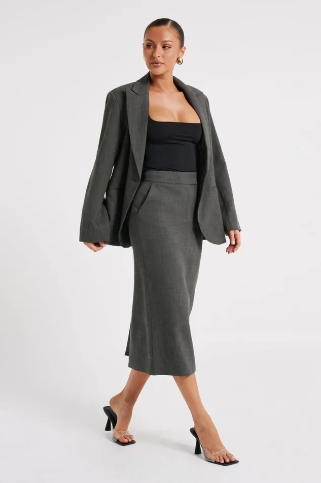 Women Meshki Outerwear Drew Oversized Textured Blazer 8211 Charcoal