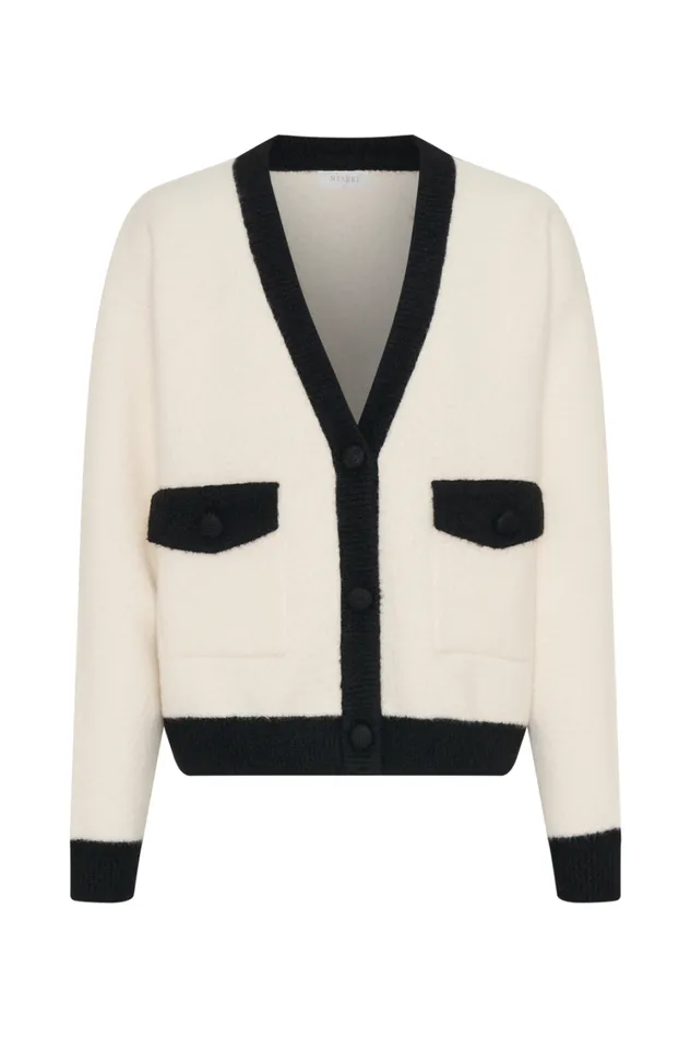 Women Meshki Outerwear Evangeline Oversized Knit Cardigan 8211 BlackWhite