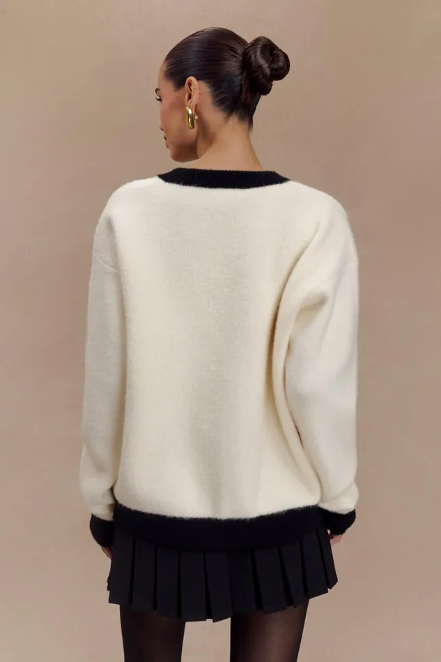 Women Meshki Outerwear Evangeline Oversized Knit Cardigan 8211 BlackWhite