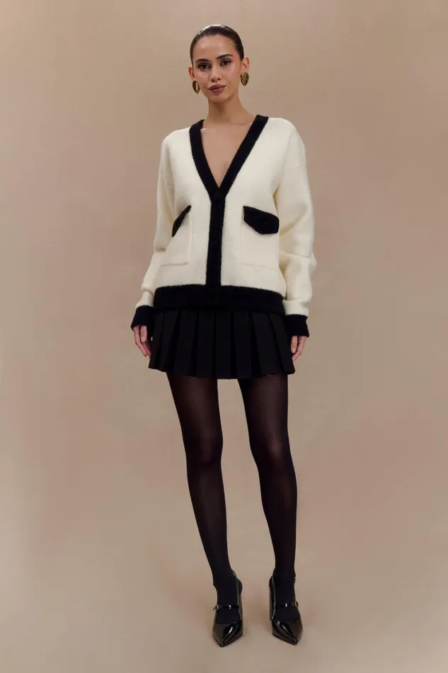 Women Meshki Outerwear Evangeline Oversized Knit Cardigan 8211 BlackWhite