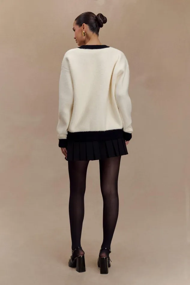 Women Meshki Outerwear Evangeline Oversized Knit Cardigan 8211 BlackWhite