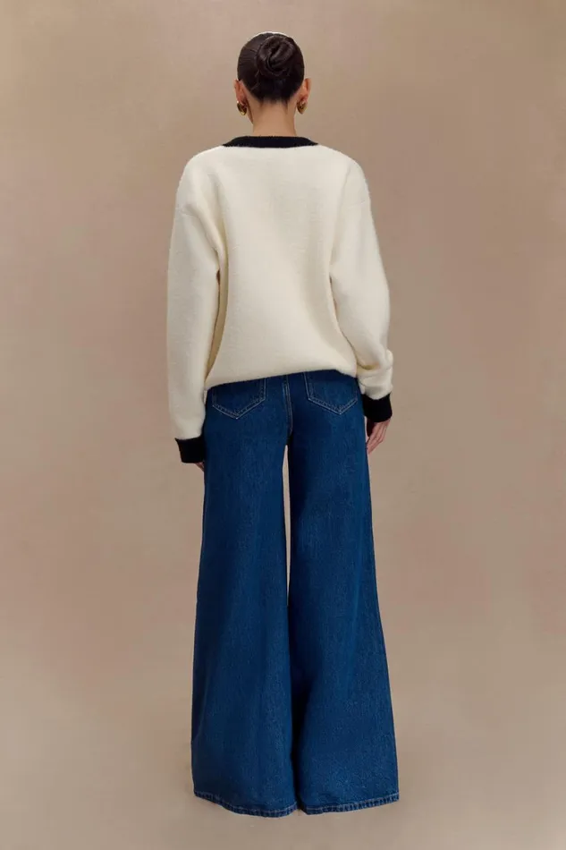 Women Meshki Outerwear Evangeline Oversized Knit Cardigan 8211 BlackWhite