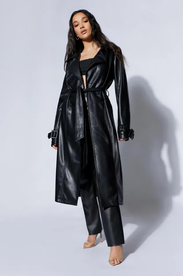 Women Meshki Outerwear Isla Pu Trench 8211 Black Women Meshki Outerwear Isla Pu Trench 8211 Black