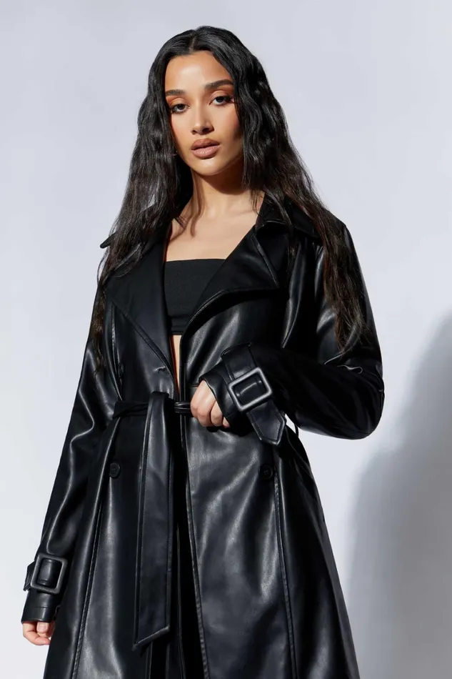 Women Meshki Outerwear Isla Pu Trench 8211 Black Women Meshki Outerwear Isla Pu Trench 8211 Black