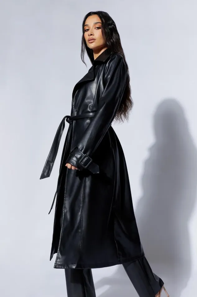 Women Meshki Outerwear Isla Pu Trench 8211 Black Women Meshki Outerwear Isla Pu Trench 8211 Black