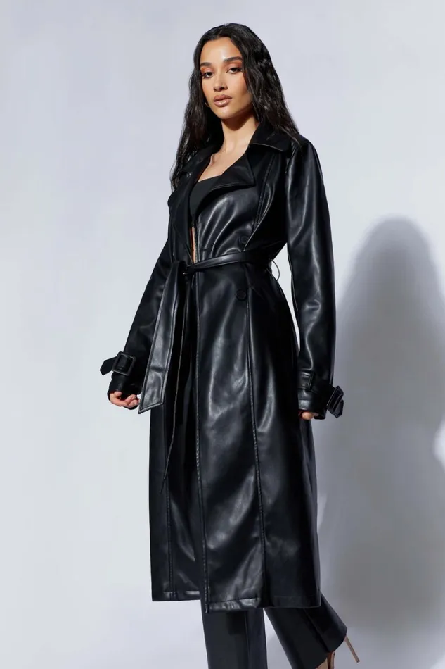 Women Meshki Outerwear Isla Pu Trench 8211 Black Women Meshki Outerwear Isla Pu Trench 8211 Black