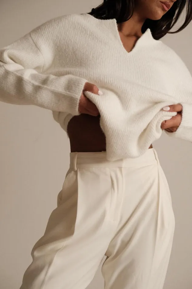 Women Meshki Outerwear Jenelle Fluffy Oversized Jumper 8211 Ivory