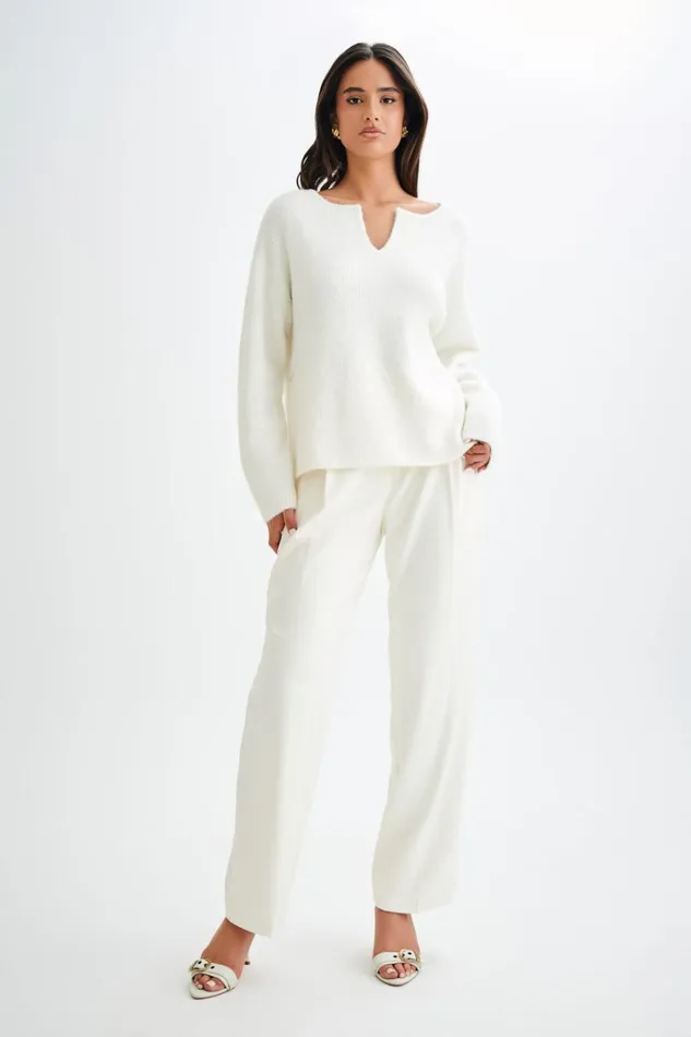 Women Meshki Outerwear Jenelle Fluffy Oversized Jumper 8211 Ivory