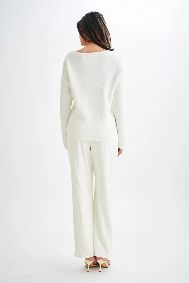Women Meshki Outerwear Jenelle Fluffy Oversized Jumper 8211 Ivory