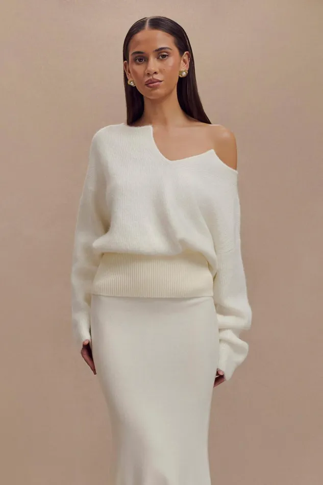 Women Meshki Outerwear Jenelle Fluffy Oversized Jumper 8211 Ivory