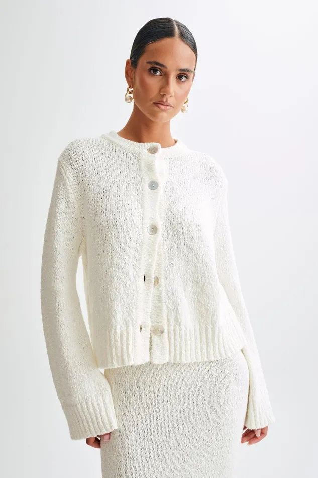 Women Meshki Outerwear Moira Oversized Boucle Cardigan 8211 White