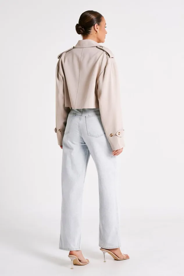 Women Meshki Outerwear Palmer Cropped Trench Coat 8211 Bone