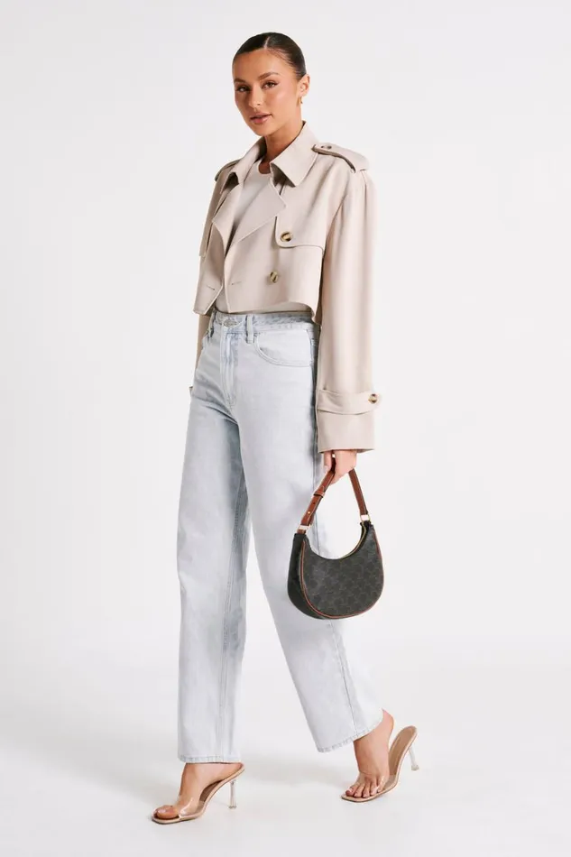 Women Meshki Outerwear Palmer Cropped Trench Coat 8211 Bone