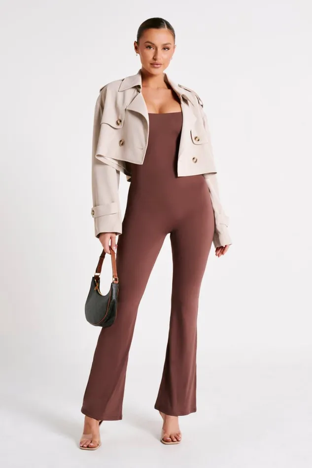 Women Meshki Outerwear Palmer Cropped Trench Coat 8211 Bone
