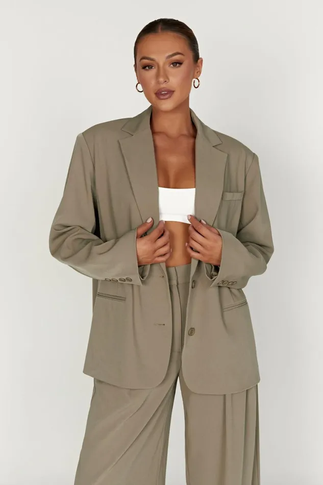 Women Meshki Outerwear Simone Oversized Blazer 8211 Olive