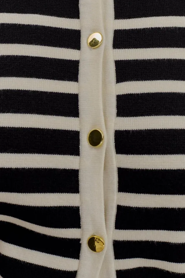 Women Meshki Outerwear Talia Stripe Knit Cardigan 8211 BlackWhite