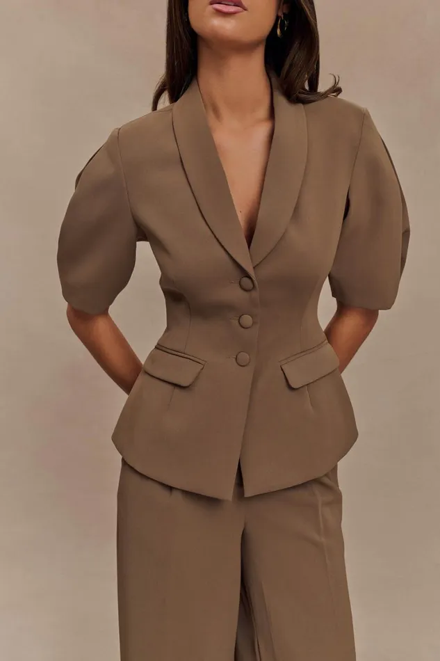 Women Meshki Sets Faith Suiting Wide Leg Pant 8211 Cacao Brown