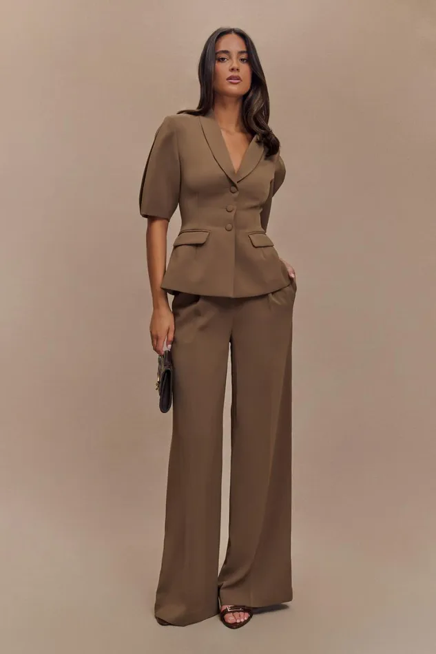 Women Meshki Sets Faith Suiting Wide Leg Pant 8211 Cacao Brown