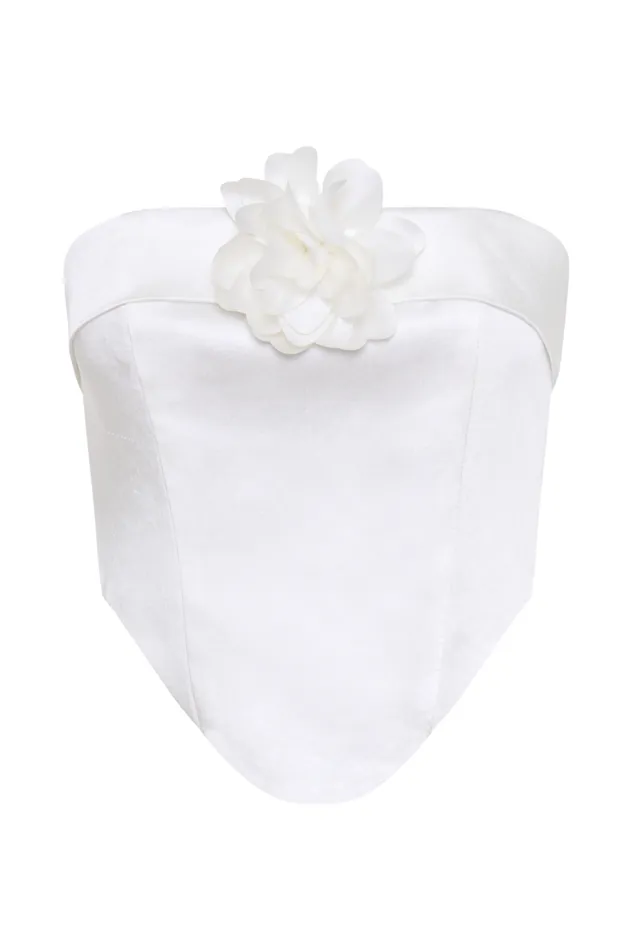 Women Meshki Sets Margot Strapless Rose Corset 8211 White