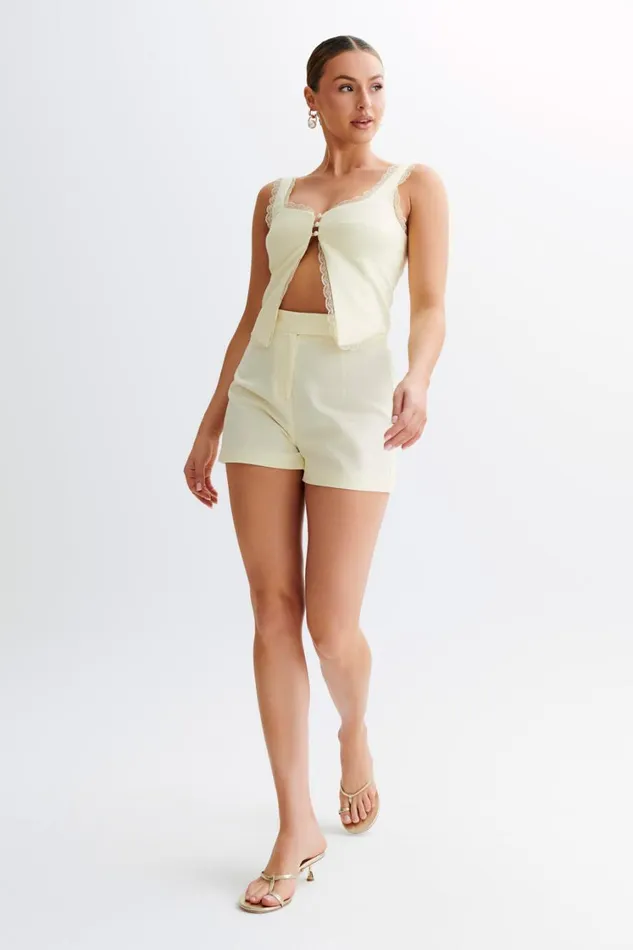 Women Meshki Sets Massima Linen Shorts 8211 Lemon Sherbet