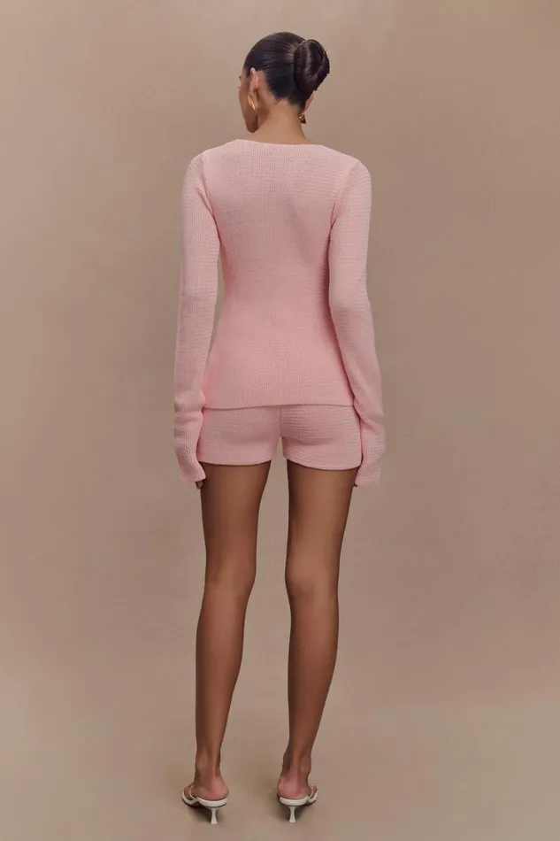 Women Meshki Sets Noah Knit Tie Long Sleeve Top 8211 Baby Pink