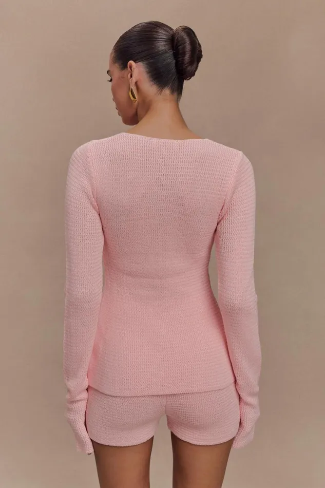 Women Meshki Sets Noah Knit Tie Long Sleeve Top 8211 Baby Pink