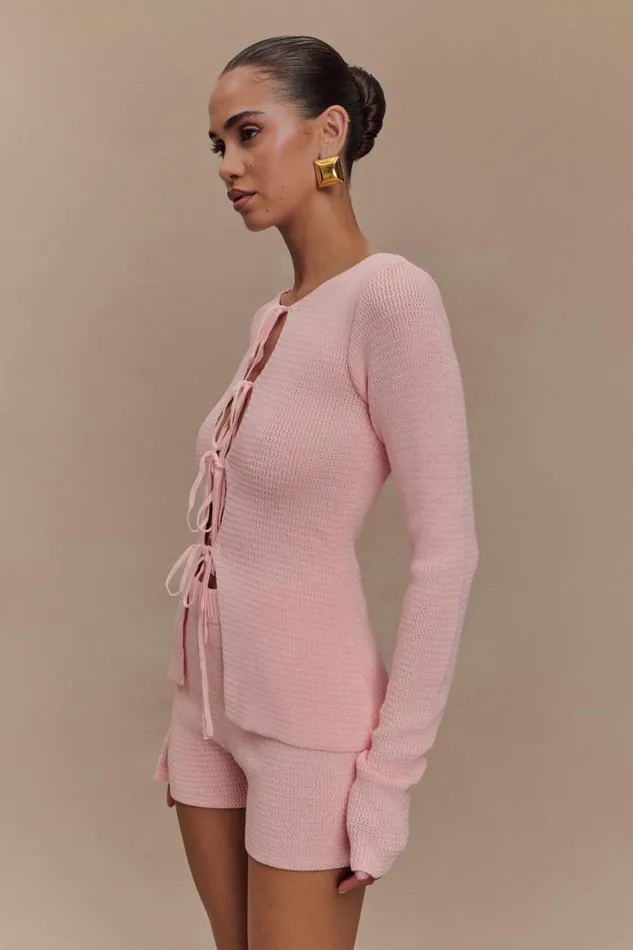Women Meshki Sets Noah Knit Tie Long Sleeve Top 8211 Baby Pink