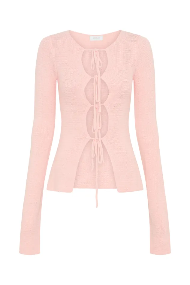Women Meshki Sets Noah Knit Tie Long Sleeve Top 8211 Baby Pink