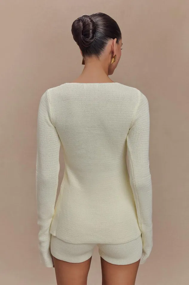 Women Meshki Sets Noah Knit Tie Long Sleeve Top 8211 Ivory