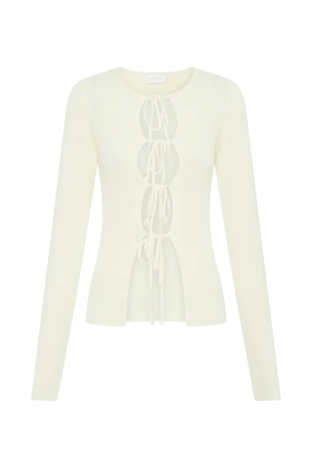Women Meshki Sets Noah Knit Tie Long Sleeve Top 8211 Ivory