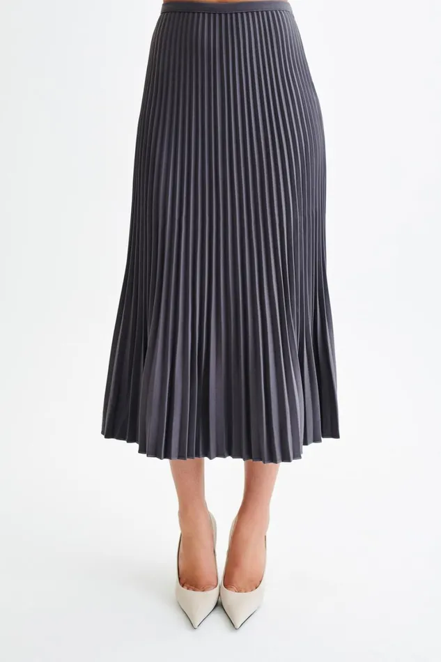 Women Meshki Sets Twyla Pleated Suiting Maxi Skirt 8211 Charcoal