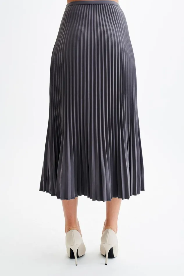 Women Meshki Sets Twyla Pleated Suiting Maxi Skirt 8211 Charcoal
