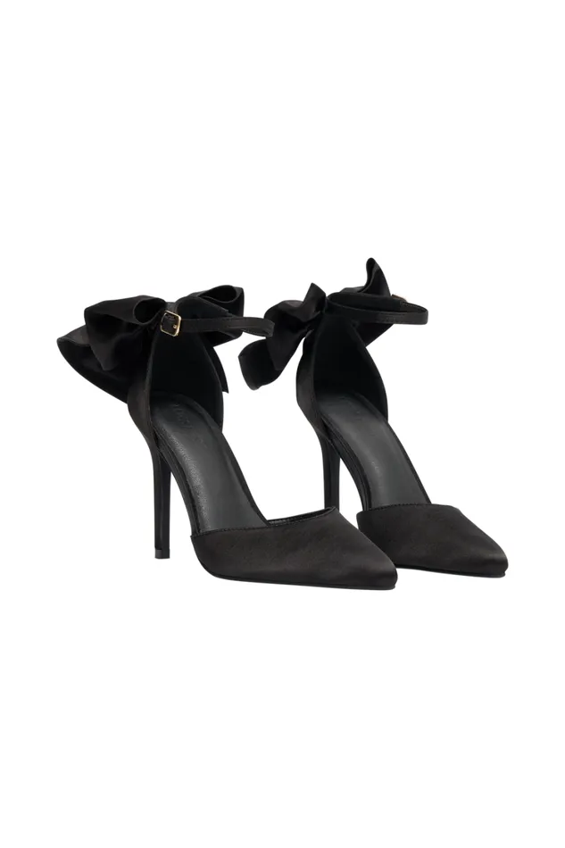 Women Meshki Shoes Charmed Satin Bow Heel 8211 Black