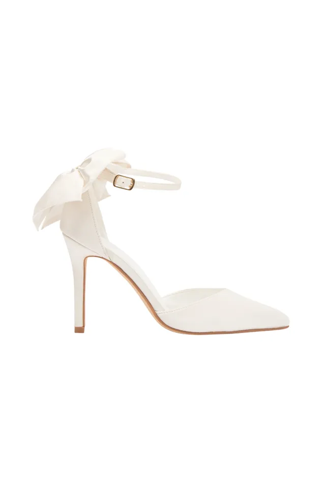 Women Meshki Shoes Charmed Satin Bow Heel 8211 White