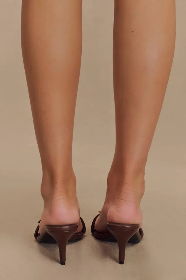 Women Meshki Shoes Marieanne Buckle High Heel 8211 Chocolate