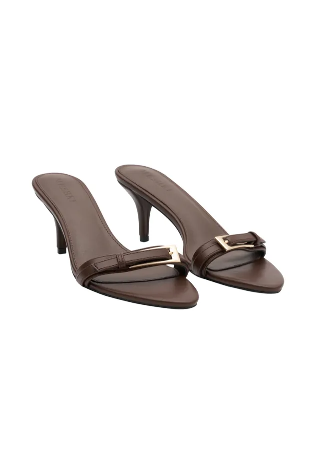 Women Meshki Shoes Marieanne Buckle High Heel 8211 Chocolate