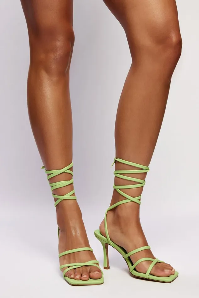 Women Meshki Shoes Milly Faux Leather Wrap Around Heels 8211 Lime Green Women Meshki Shoes Milly Faux Leather Wrap Around Heels 8211 Lime Green