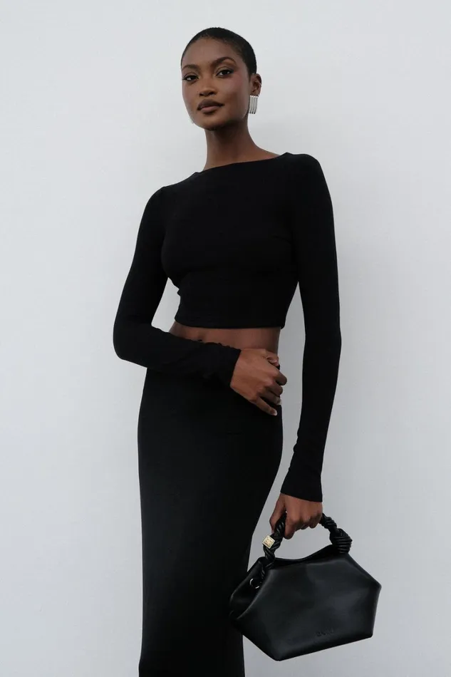 Women Meshki Tops Abigail Long Sleeve Modal Top 8211 Black