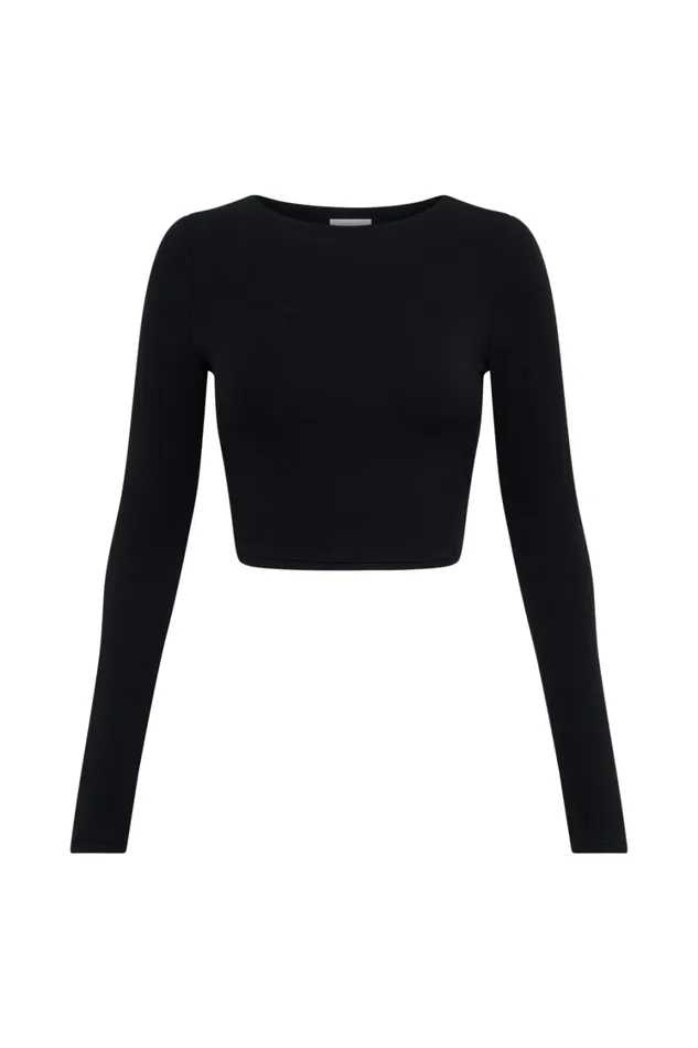 Women Meshki Tops Abigail Long Sleeve Modal Top 8211 Black