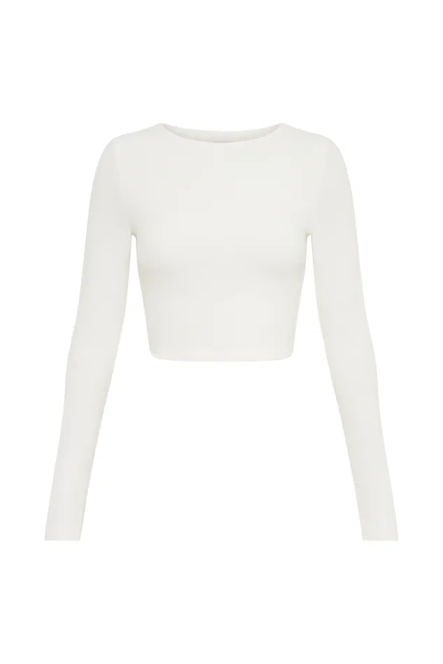 Women Meshki Tops Abigail Long Sleeve Modal Top 8211 White