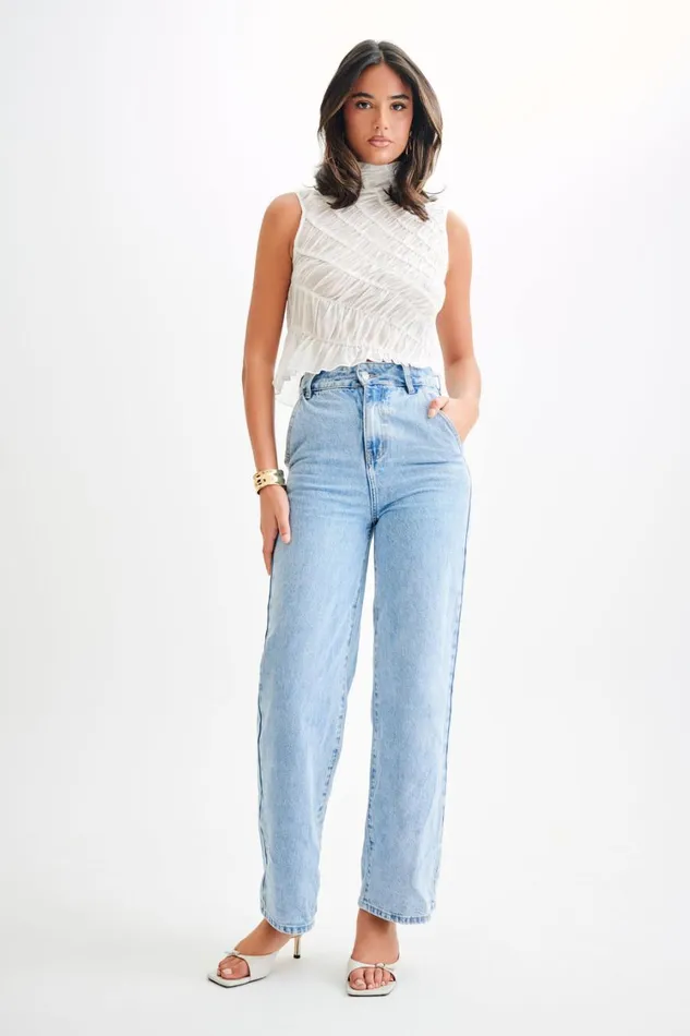 Women Meshki Tops Adella Gathered Sleeveless Top 8211 Ivory