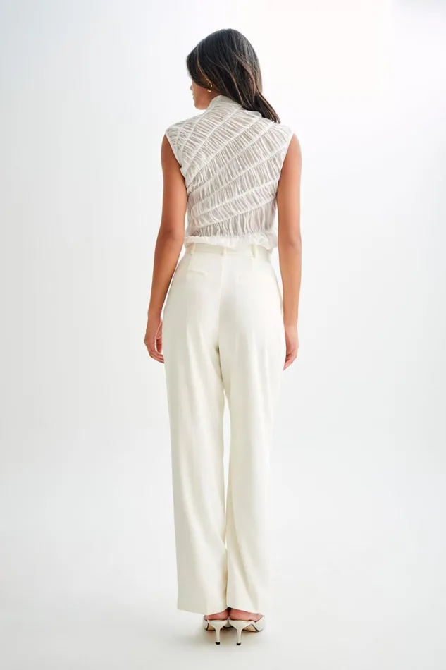 Women Meshki Tops Adella Gathered Sleeveless Top 8211 Ivory