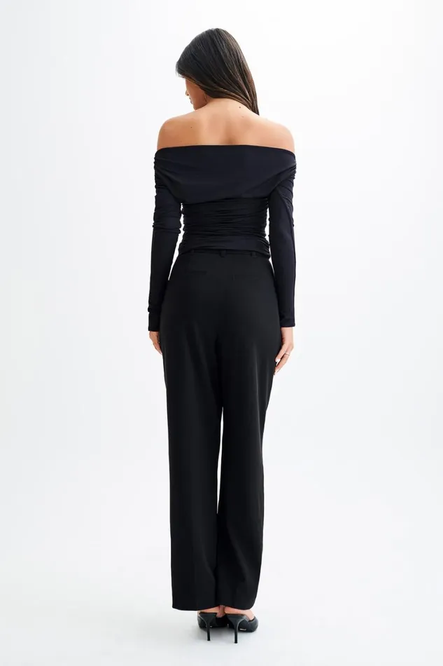 Women Meshki Tops Alayna Long Sleeve Recycled Nylon Ruched Top 8211 Black