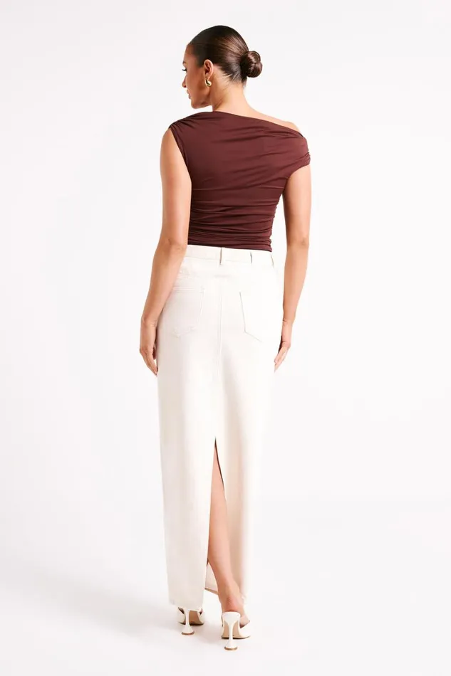 Women Meshki Tops Alayna Recycled Nylon Ruched Top 8211 Chocolate