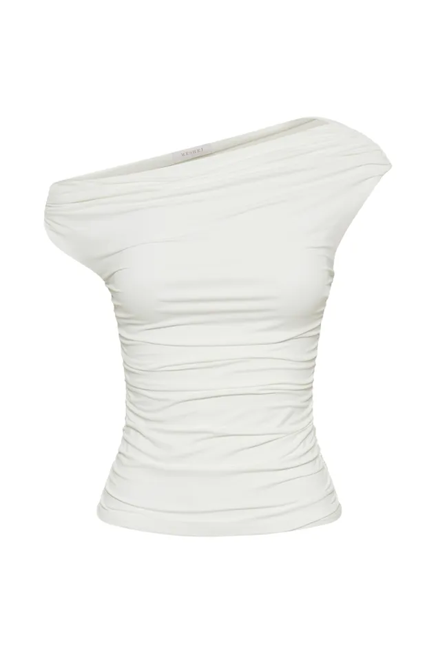 Women Meshki Tops Alayna Recycled Nylon Ruched Top 8211 White