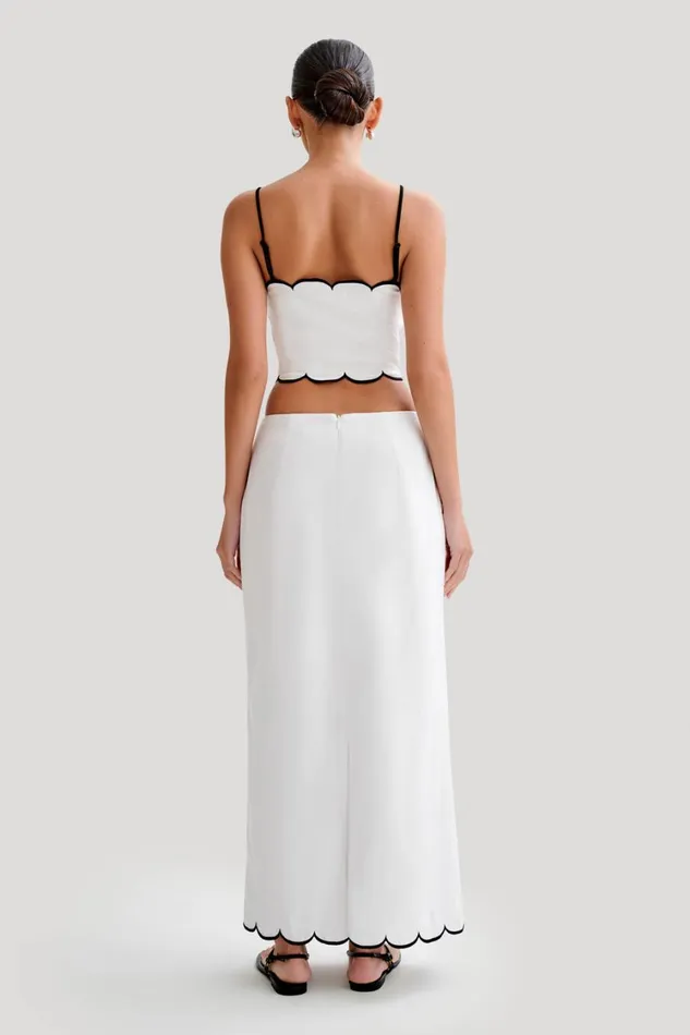 Women Meshki Tops Alessio Scalloped Linen Top 8211 Ivory