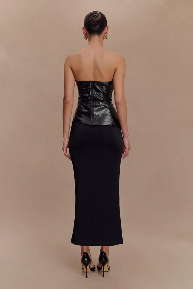 Women Meshki Tops Allana Faux Leather Strapless Top 8211 Black