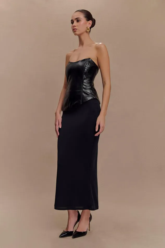 Women Meshki Tops Allana Faux Leather Strapless Top 8211 Black